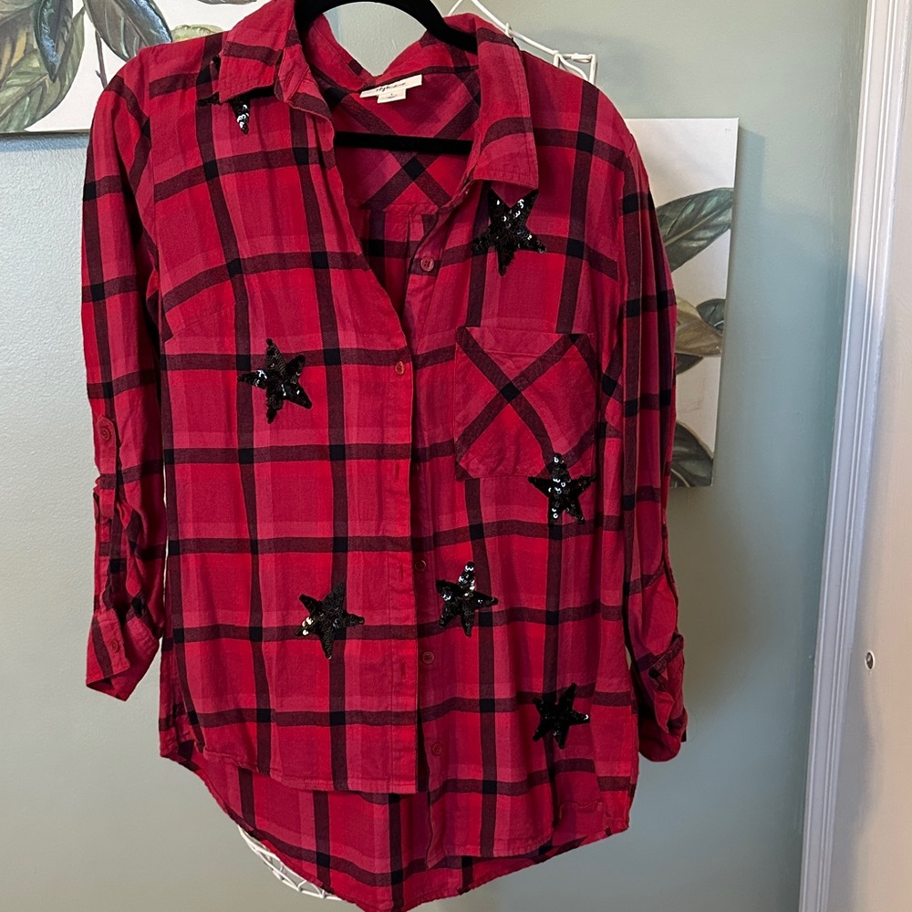 Style & Co. Red and Black Plaid Shirt